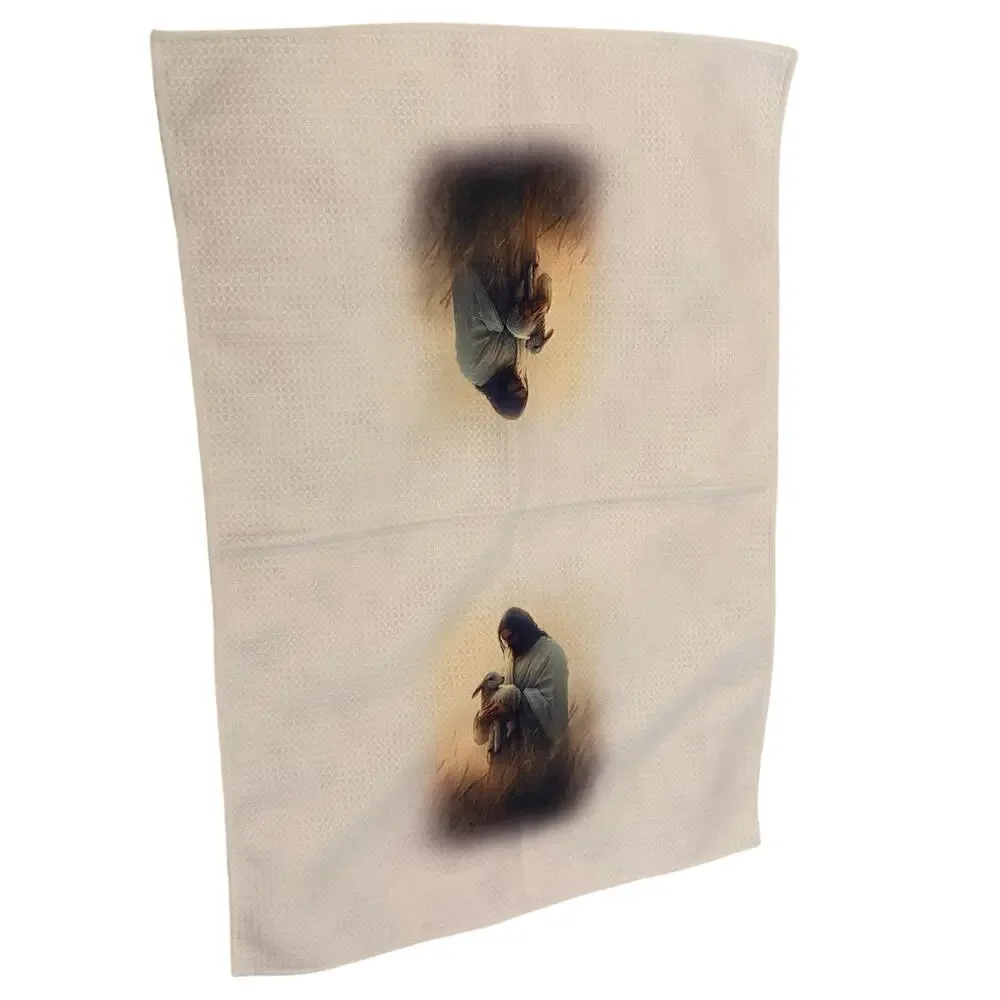 NWT Christian Faith Based Kitchen Towel / Jesus & Lamb Decorative Hand Towel